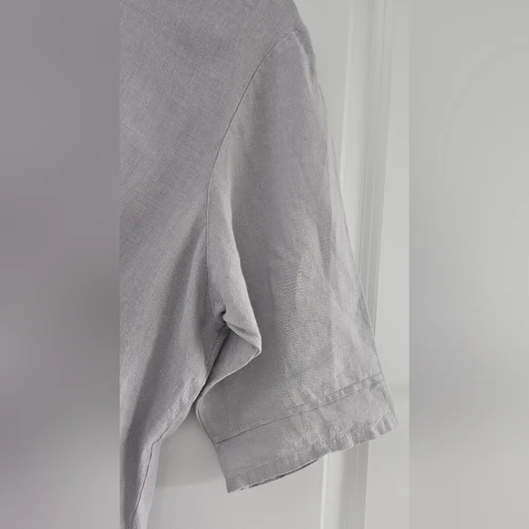 bryn Walker Linen short sleeve lagenlook blouse light lavender color size XL - Picture 6 of 11